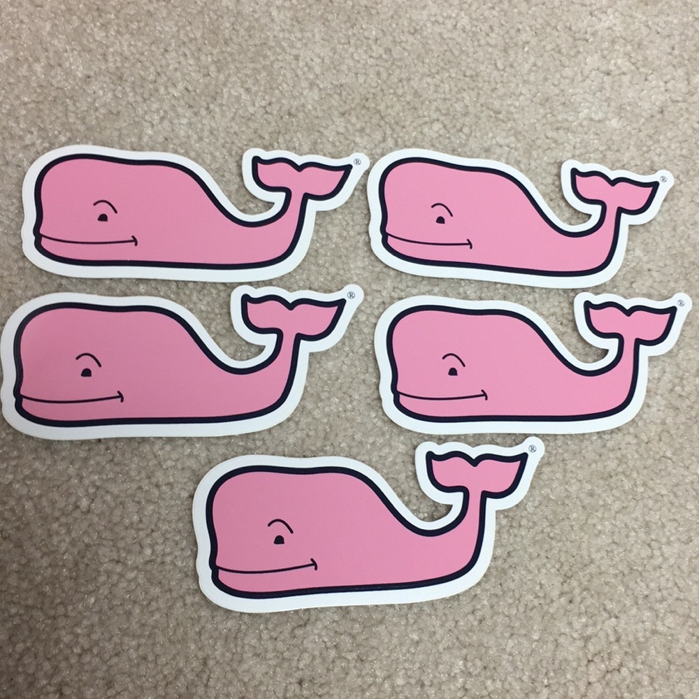 Set of 5 Vineyard Vines smiling whale stickers